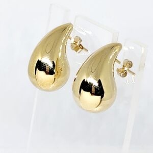 14 karat Genuine Gold Tear Drop Shiny Hollow Studs
